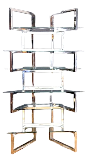 F 811 JC Large chrome and glass  shelveing display 1970s