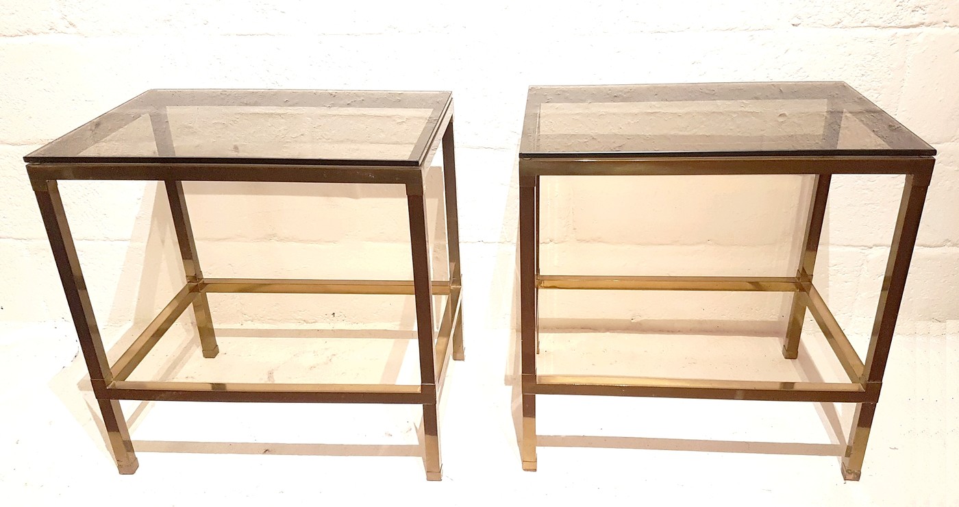 F 885 JC Pair Brass cigarettes tables FRance 1970s