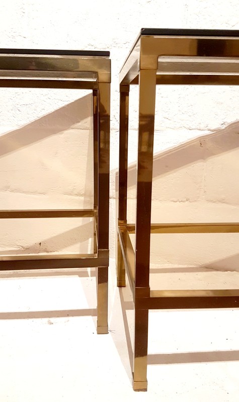 F 885 JC Pair Brass cigarettes tables FRance 1970s