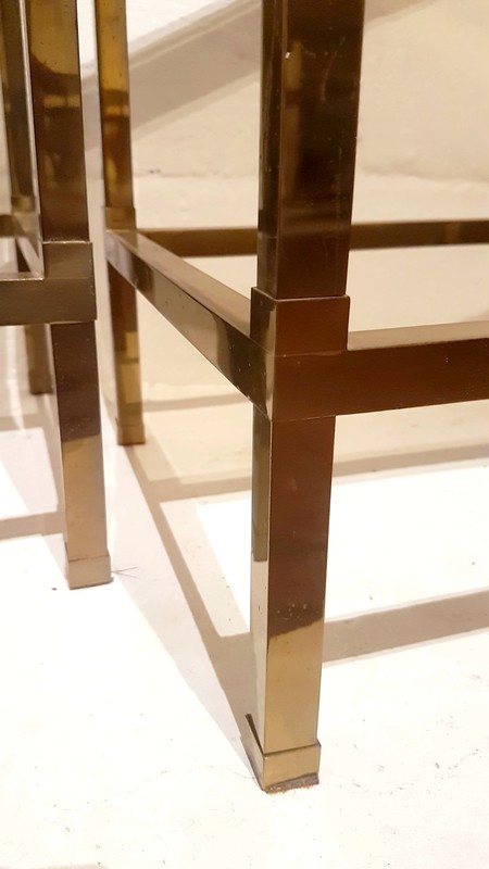 F 885 JC Pair Brass cigarettes tables FRance 1970s