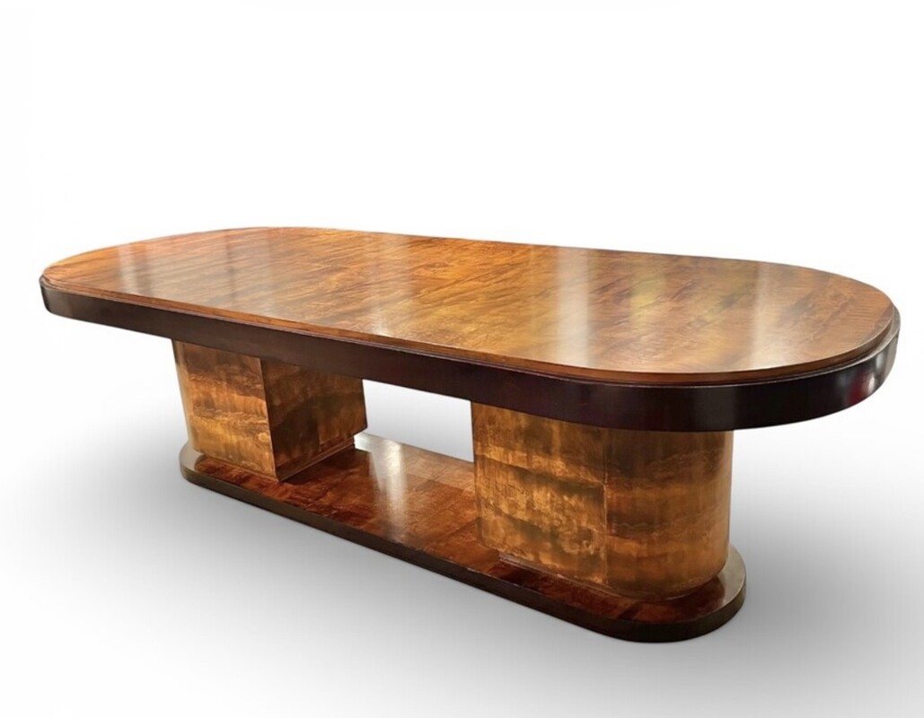 F 905 AS large Art Deco dining table, « paquebot style », restored , circa 1925