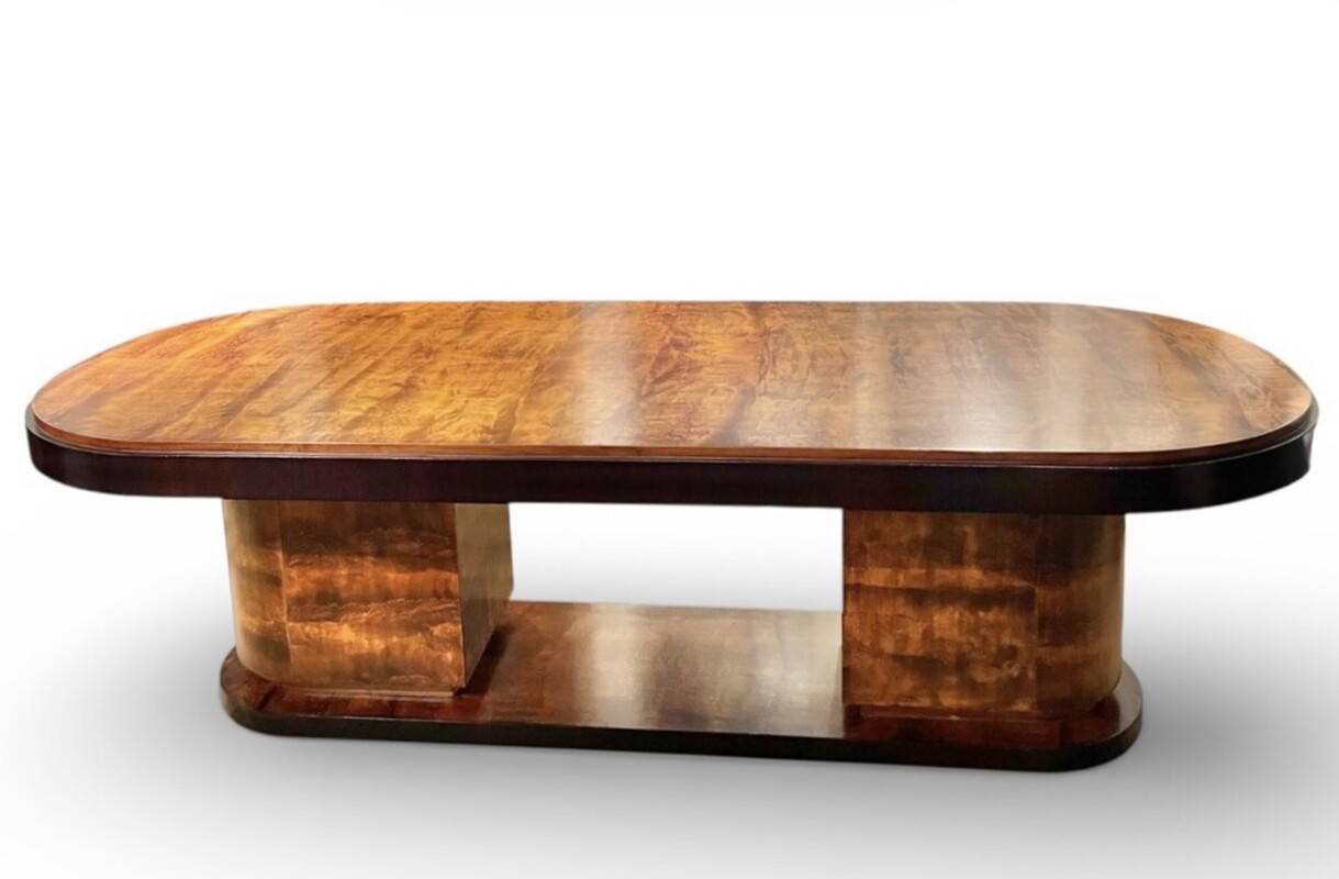 F 905 AS large Art Deco dining table, « paquebot style », restored , circa 1925