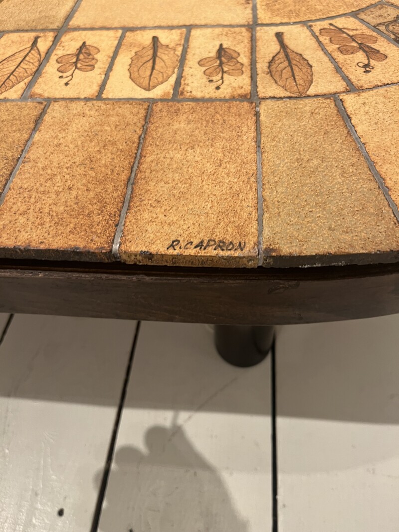 F 909 OB ovale ceramic tiles coffee table by Roger Capron 