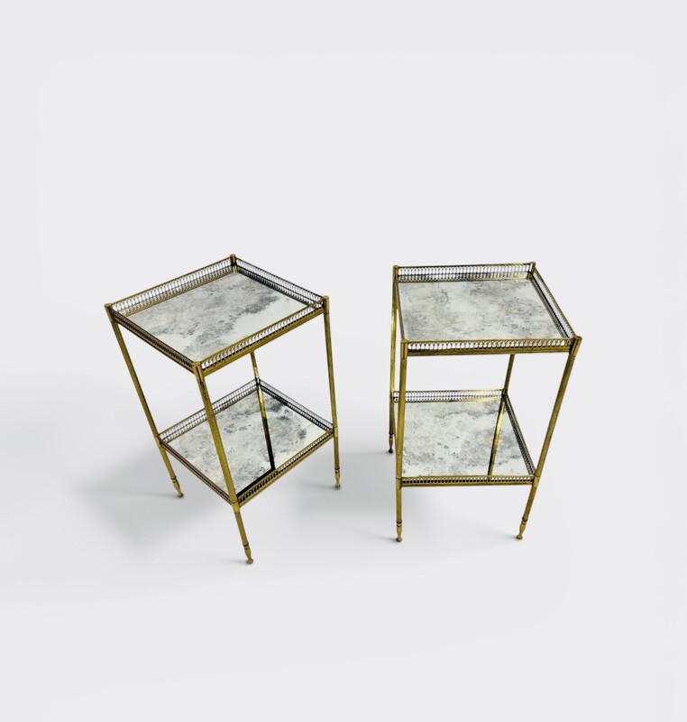 F 910 AG pair of Neo classic brass side table mirror oxyde 1940