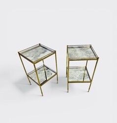 F 910 AG pair of Neo classic brass side table mirror oxyde 1940