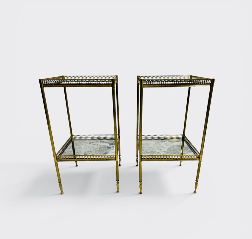 F 910 AG pair of Neo classic brass side table mirror oxyde 1940