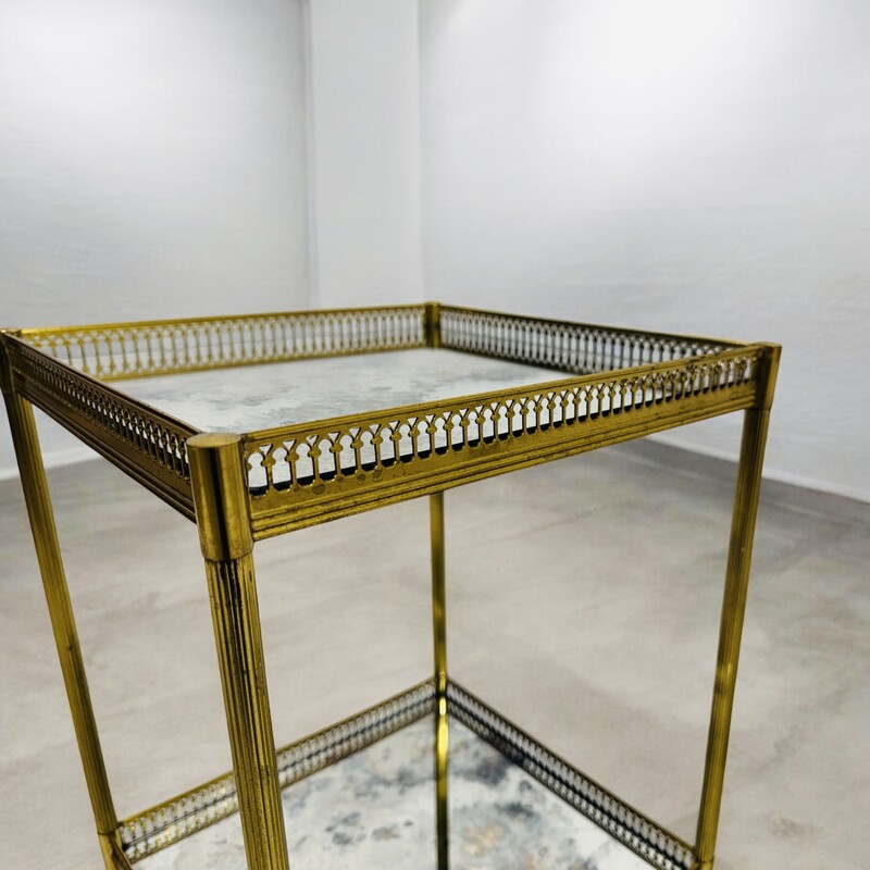 F 910 AG pair of Neo classic brass side table mirror oxyde 1940