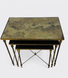 F 932 AG Brass Nesting table Neo classic mirror oxyde