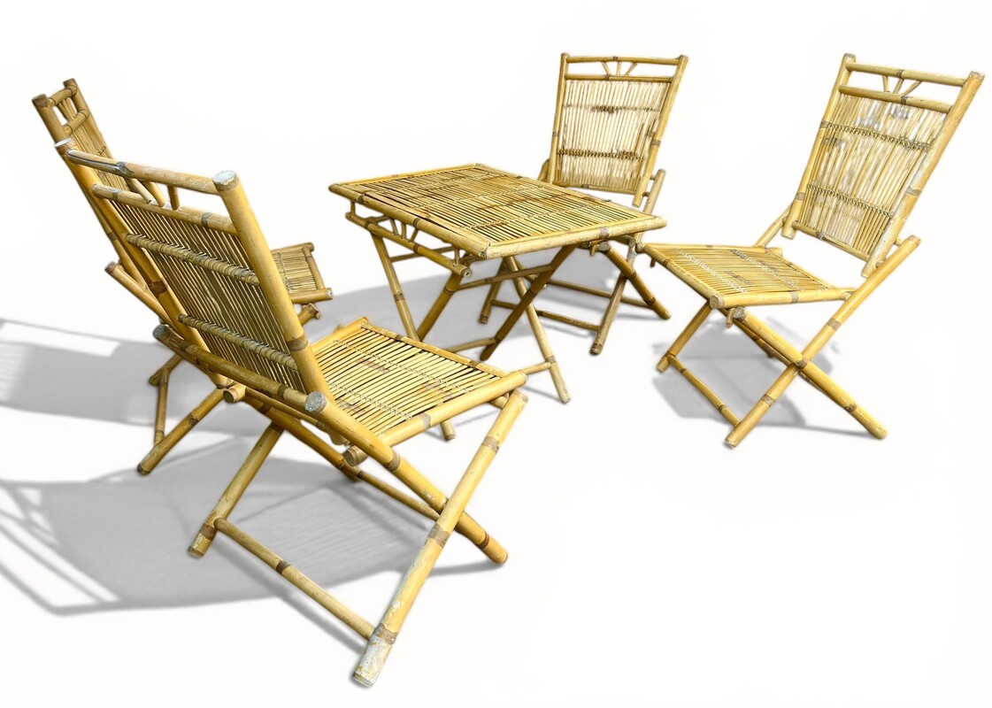 F 933 AG/AV bamboo garden set ( table + 4 chairs ) 