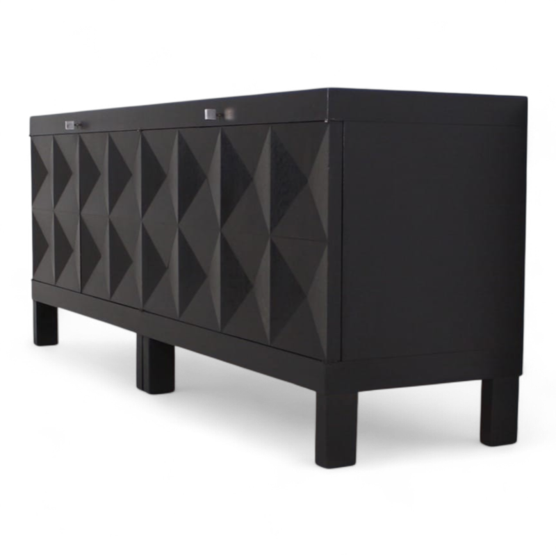 F 936 JC Brutalist Belgian Black Stained Oak Cabinet by De Coene, 1970s