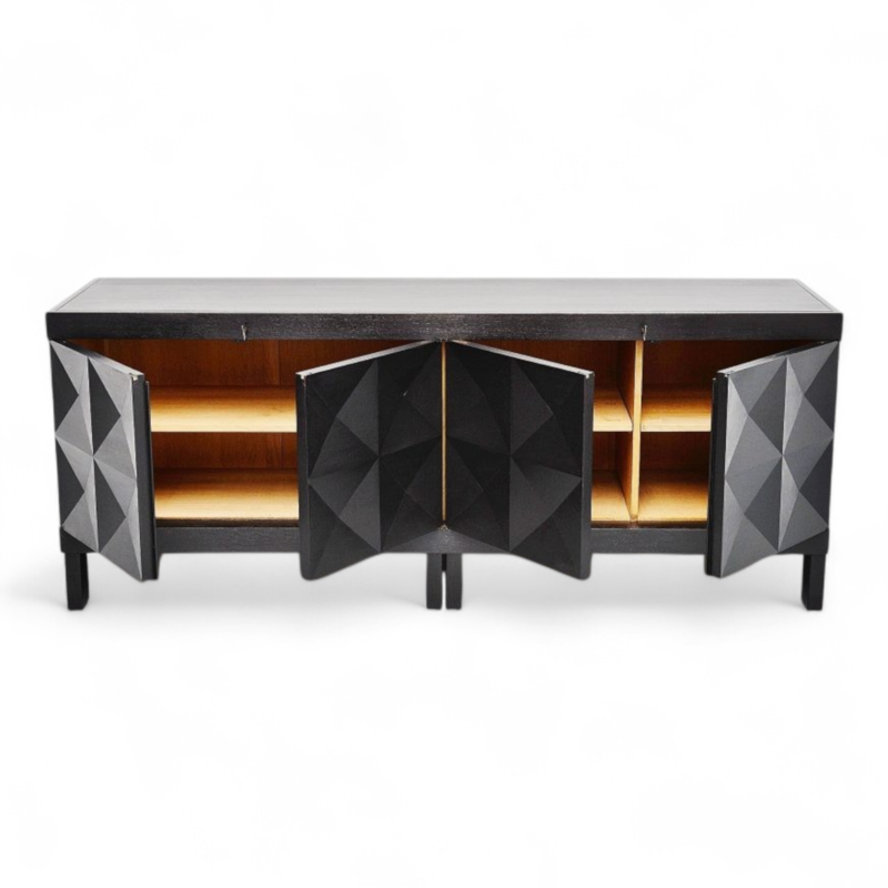 F 936 JC Brutalist Belgian Black Stained Oak Cabinet by De Coene, 1970s