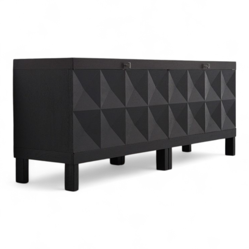 F 936 JC Brutalist Belgian Black Stained Oak Cabinet by De Coene, 1970s