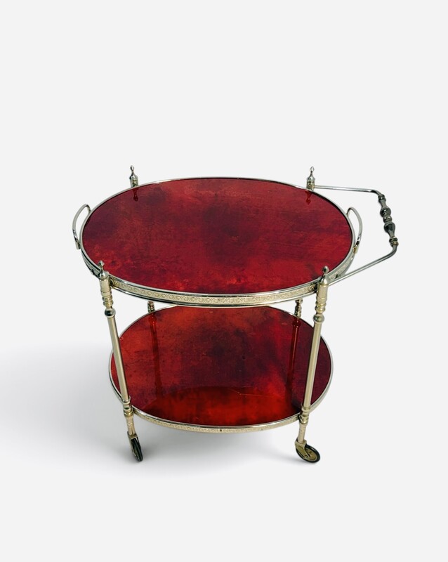 F 937 AG red bar trolley amovible tray by Aldo Tura 1960’s