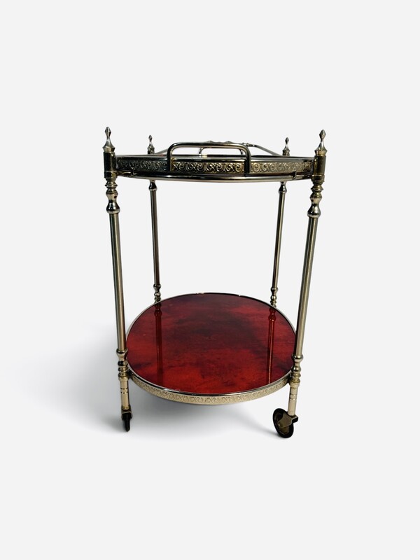 F 937 AG red bar trolley amovible tray by Aldo Tura 1960’s