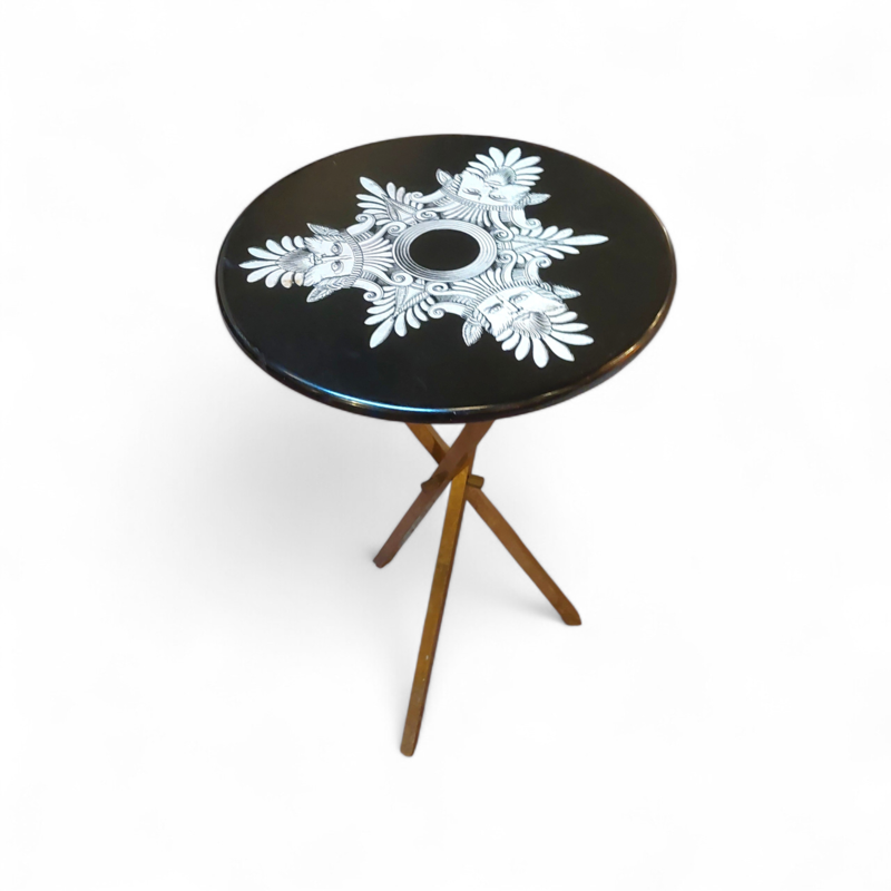 F 940 JC Lacquered wood and gilded brass side table by Fornasetti 1960s