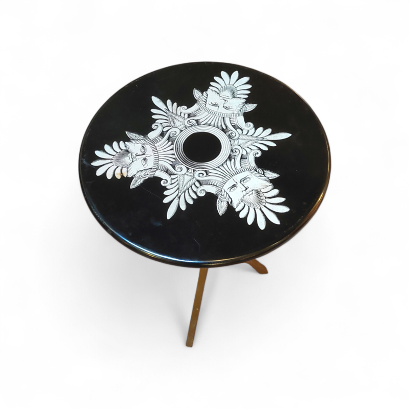 F 940 JC Lacquered wood and gilded brass side table by Fornasetti 1960s