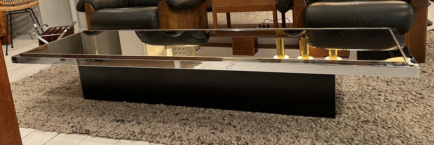 F 942 JFC large mirror and chrome coffee table by Belgo Chrom, 1970’s