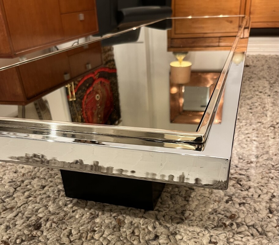 F 942 JFC large mirror and chrome coffee table by Belgo Chrom, 1970’s