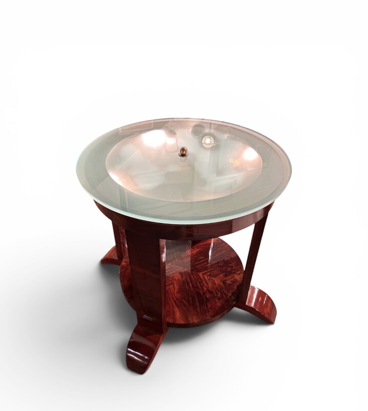 F 971 AS Art Deco living  room luminous table, totally restored, Belgium 1920