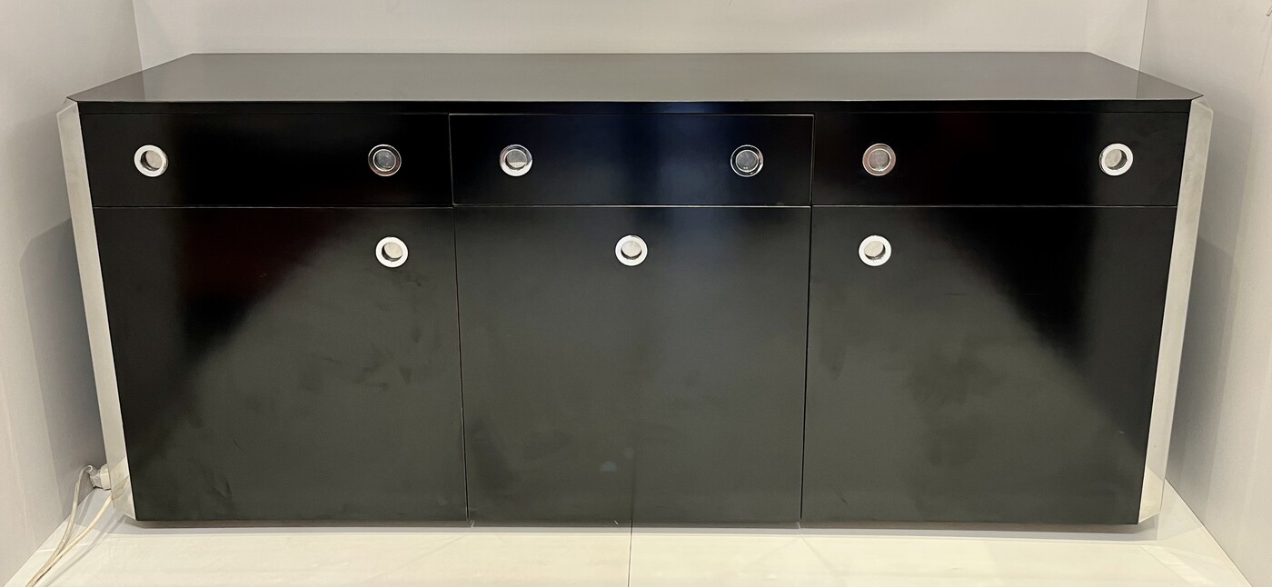 F 991 AG Black sideboard by Willy Rizzo, 1970’s