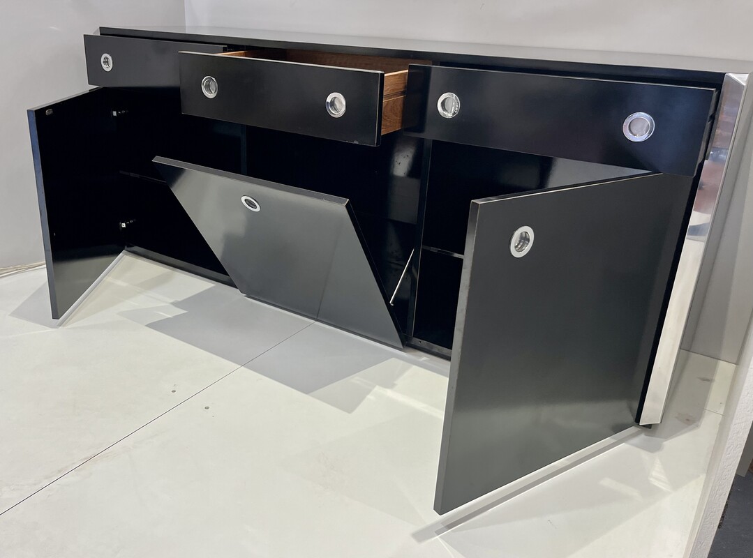 F 991 AG Black sideboard by Willy Rizzo, 1970’s