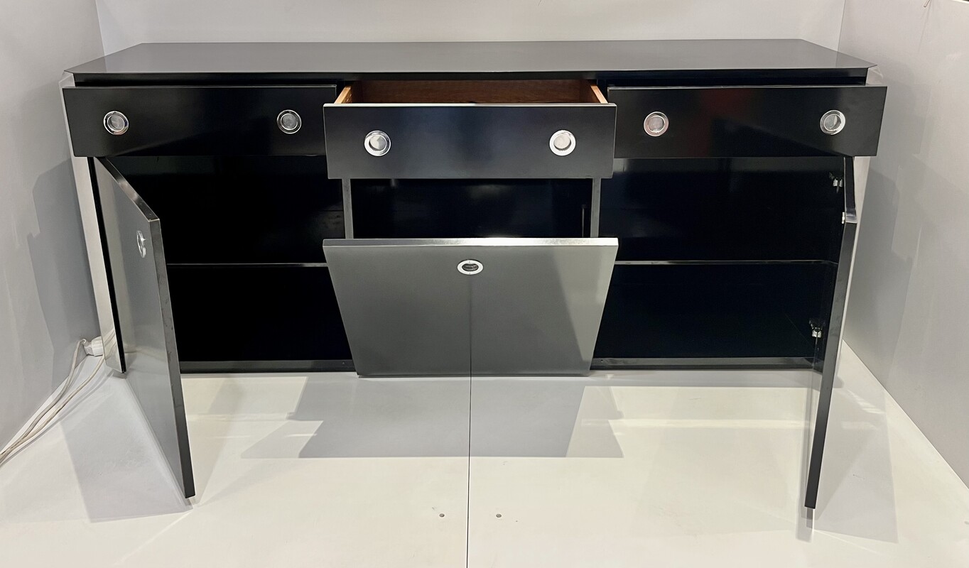 F 991 AG Black sideboard by Willy Rizzo, 1970’s