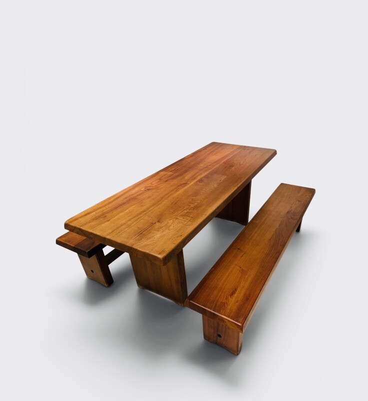 F 994 OB dining table and bench by Pierre Chapo
