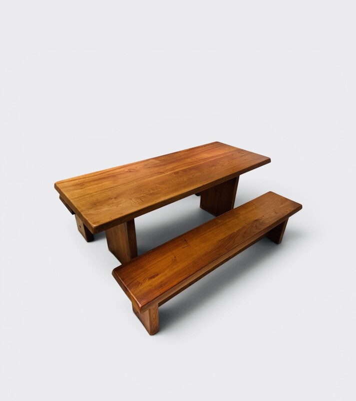F 994 OB dining table and bench by Pierre Chapo