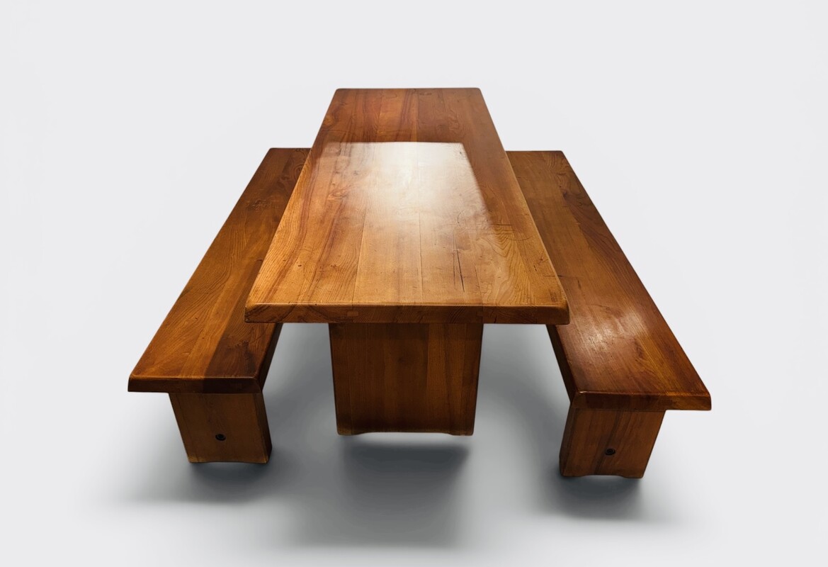 F 994 OB dining table and bench by Pierre Chapo