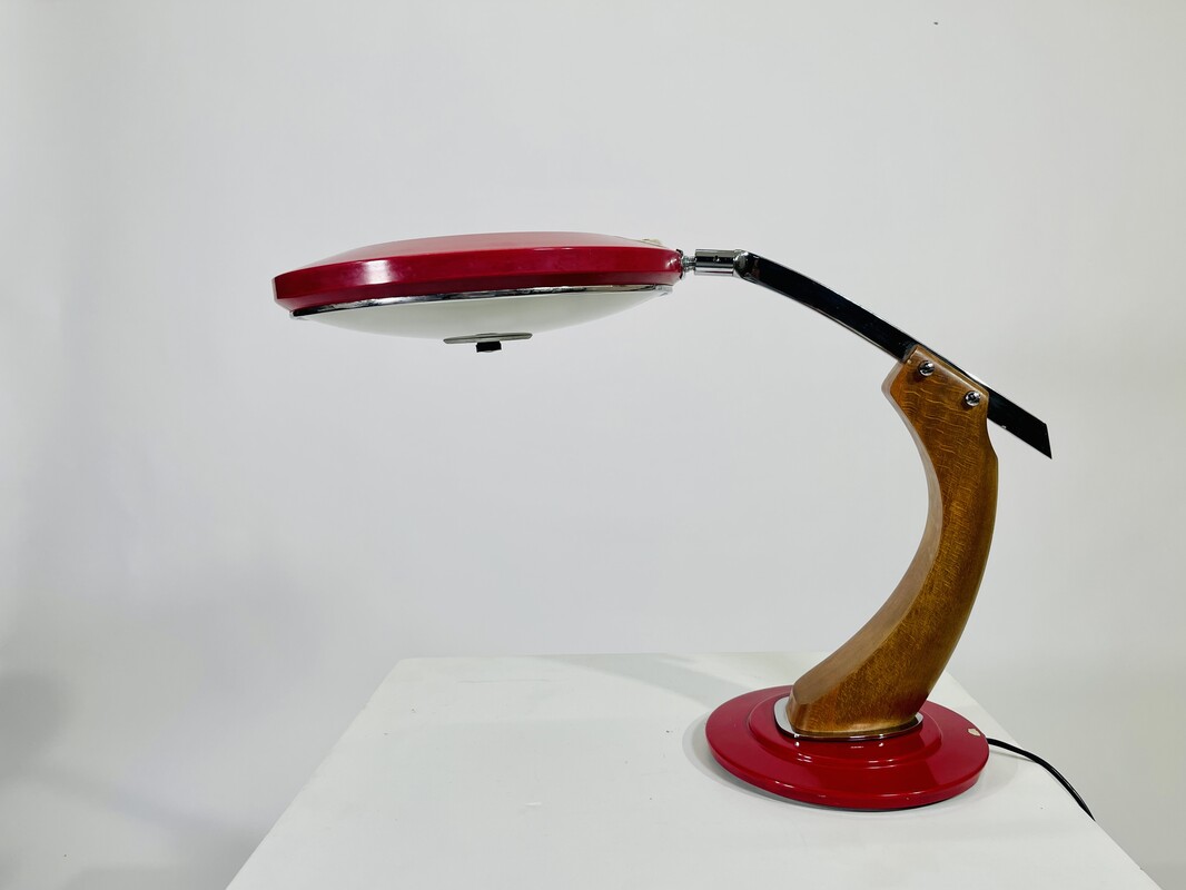 L 006 AG Red Vintage President Desk Lamp by Luis Perez De La Oliva for Fase