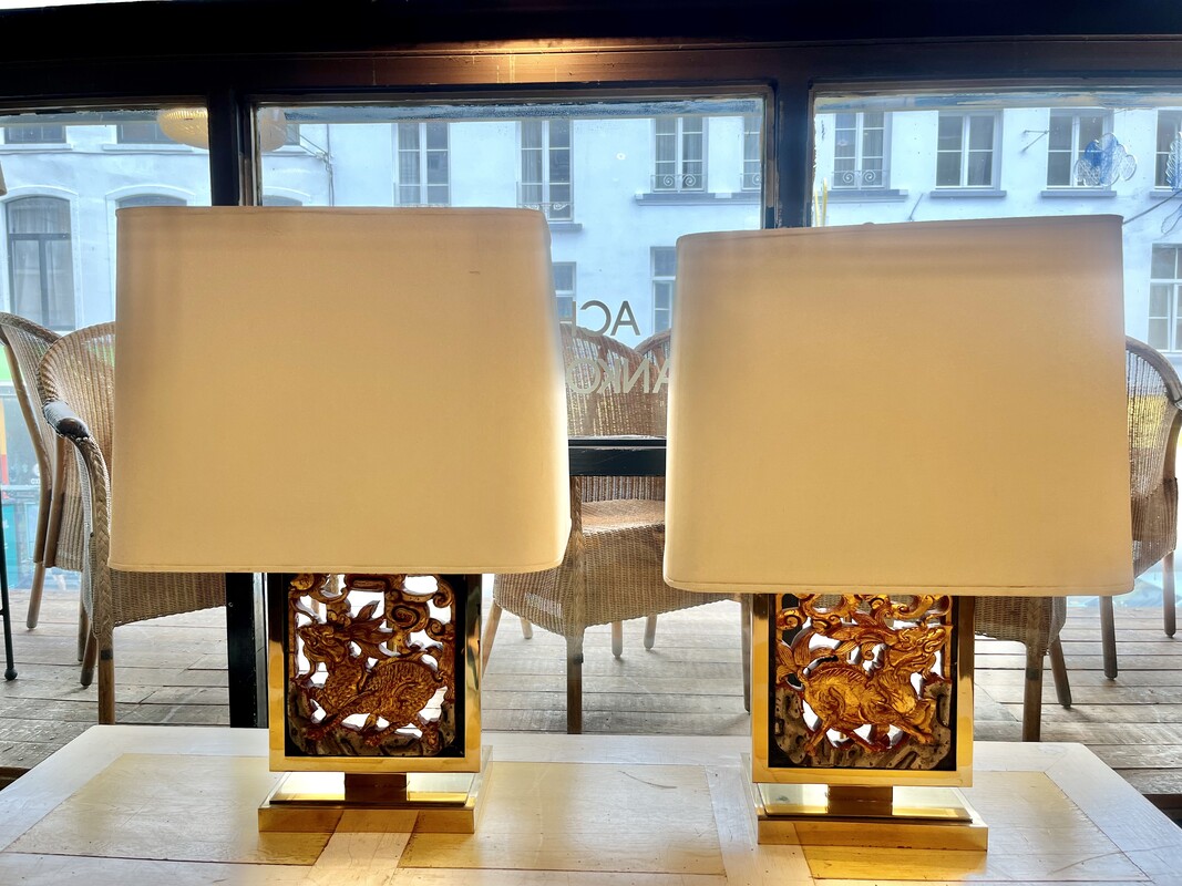 L 007 JFC pair of Hollywood Regency chinese style lamps 