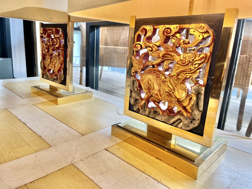 L 007 JFC pair of Hollywood Regency chinese style lamps 