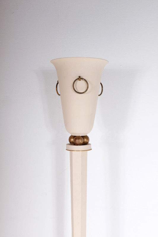 L 012 AS floor lamp « neoclassique » french, laquered metal  and brass
