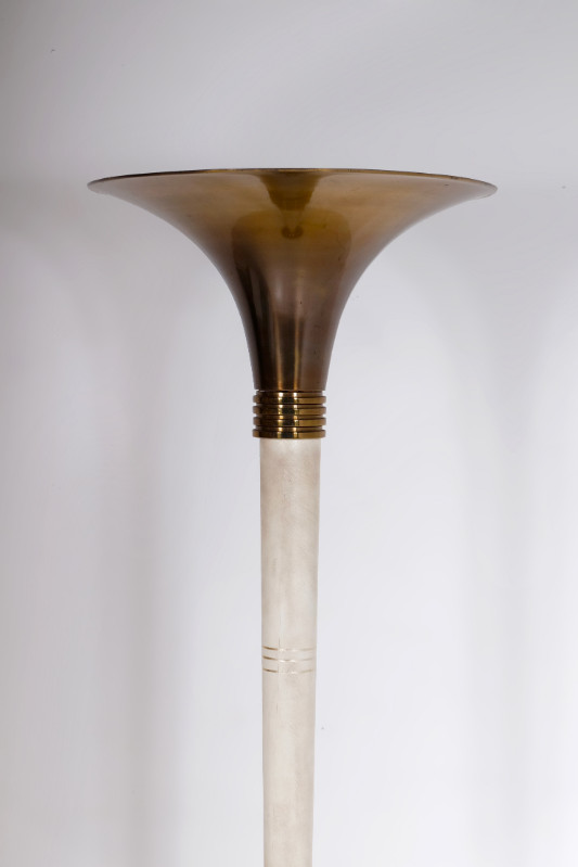 L 014 AS floor lamp by De Coen , bronz brass, metal and leather. Belgiun