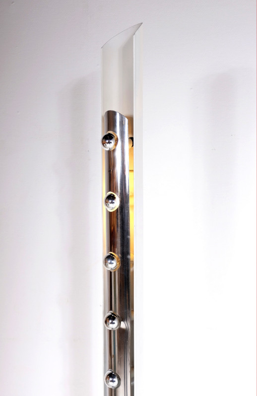 L 016 AS floor lamp stainlass steel and aluminum by Enrico Tronconi edition Perrin  italy 1970
