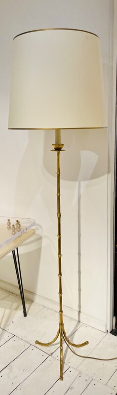 L 065 YD Lotus and  « faux bambou » brass floor lamp, 1970’s