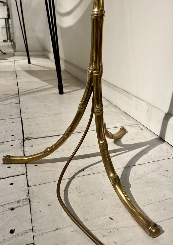 L 065 YD Lotus and  « faux bambou » brass floor lamp, 1970’s