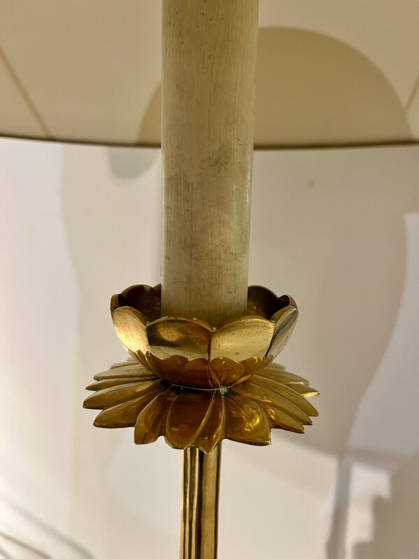 L 065 YD Lotus and  « faux bambou » brass floor lamp, 1970’s