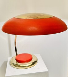 L 082 AV red table lamp with brass details