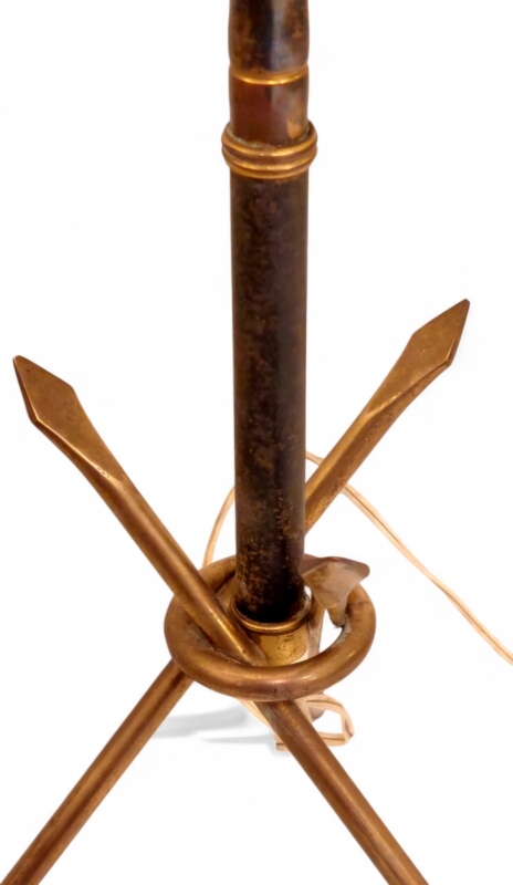 L 087 JC Arrows and faux bamboo Brass Floor lamp France 1950s