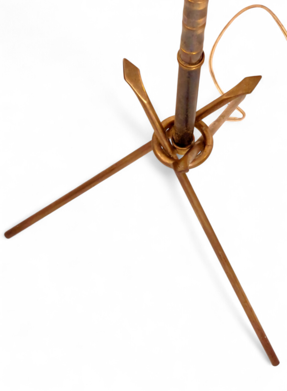 L 087 JC Arrows and faux bamboo Brass Floor lamp France 1950s