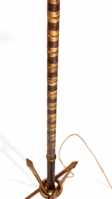 L 087 JC Arrows and faux bamboo Brass Floor lamp France 1950s