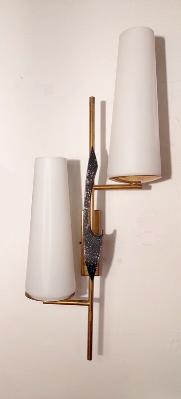 L 088 JC Brass wall lamp by Maison arlus France 1950