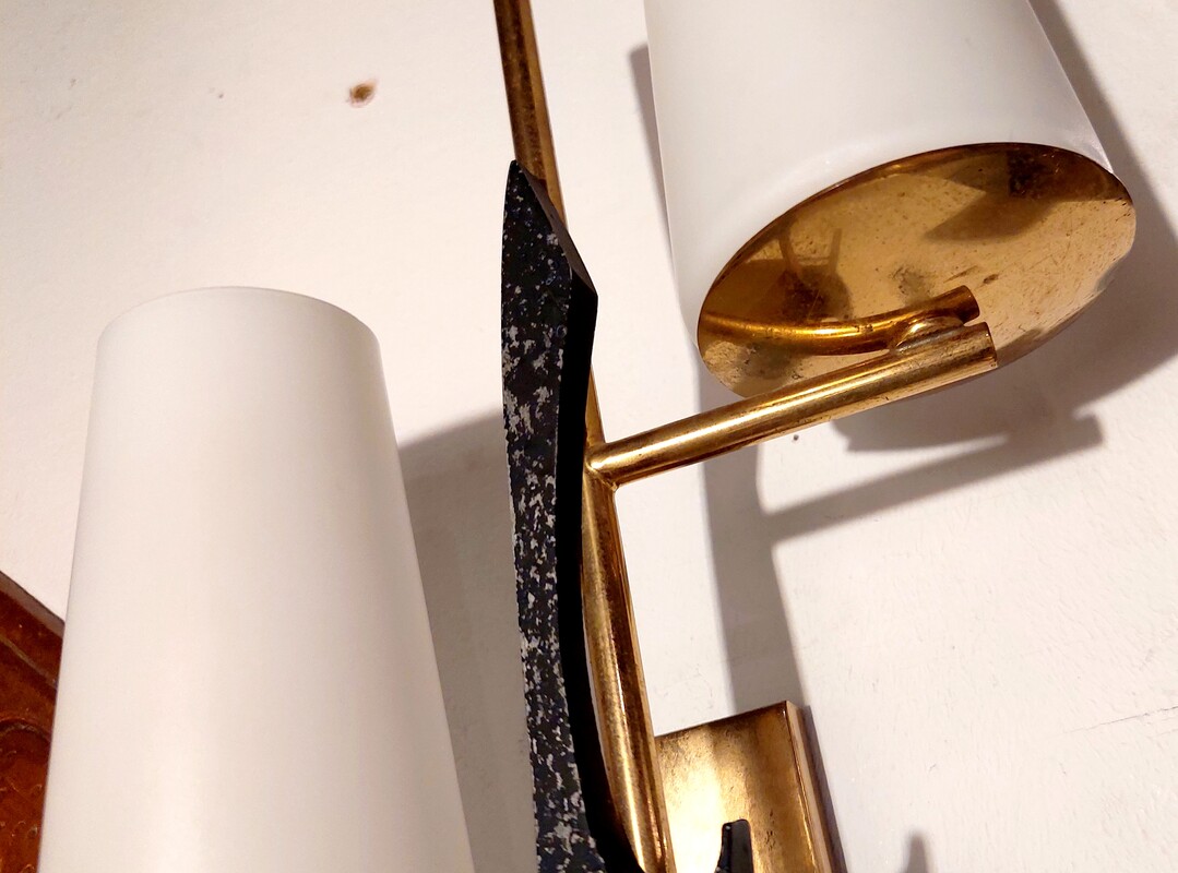 L 088 JC Brass wall lamp by Maison arlus France 1950