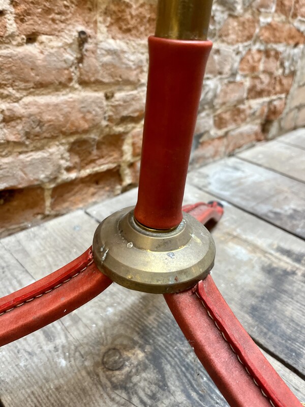 L 103 RR brass and red leather details floorlamp by Jacques Adnet 