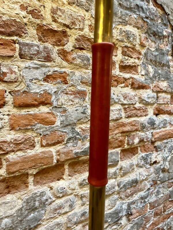 L 103 RR brass and red leather details floorlamp by Jacques Adnet 