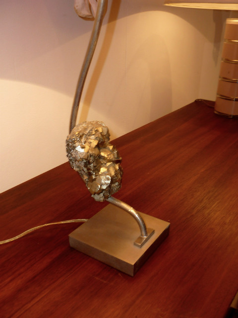 L 141 JC Lampe à poser acier brossé et pyrite