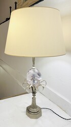 L 146 RD Silver plated bronze palm tree lamp with resin egg, Maison Charles, France 1970’s