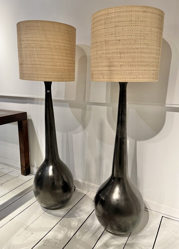 L 185 YO pair of painted wood lamps