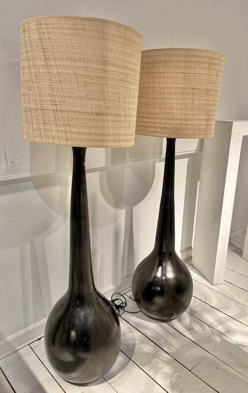 L 185 YO pair of painted wood lamps